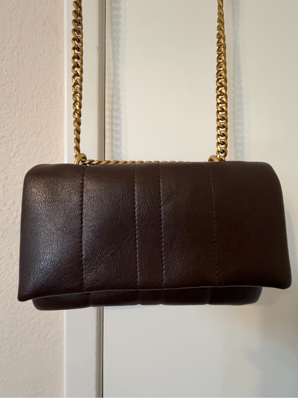 Zara Quilted Dark Brown Leather Crossbody Bag w/ Gold Chain - NWOT - never used